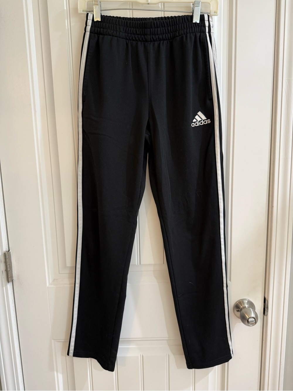 adidas Black Jogger Pants with White Side Stripes